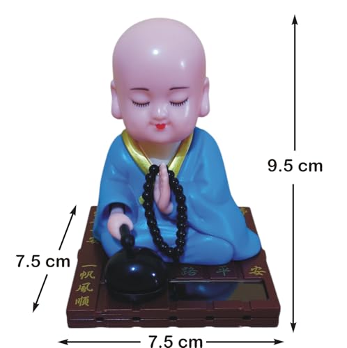 Image of WinsomeCollection Solar Powered Moving Head and Hand Monk Buddha Baby Laughing Buddha Statue Idol Sculpture Home Decor Showpiece Room Decoration Gift Item Table Showpiece TV Unit