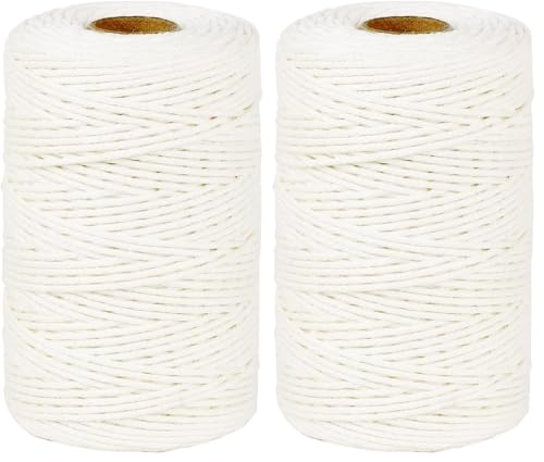 Image of PerkHomy Cotton Butchers Twine String 500 Feet 2mm Twine for Cooking Food Safe Crafts Bakers Kitchen Butcher Meat Turkey Sausage Roasting Gift Wrapping Gardening Crocheting Knitting (Pack of 2)