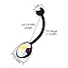 Black Flexible Bioflex Pregnancy Belly Button Rings 14g 19mm Aurora Borealis Crystals Long Length Barbell Belly Rings 1213