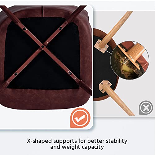 Yaheetech Pu Leather Armchair, Mid-Century Accent Chair With Tapered Legs Tufted Sofa High Back Oversized Chairs For Living Room Home Office Bedroom, Chestnut Brown, Set Of 2 #TOP7