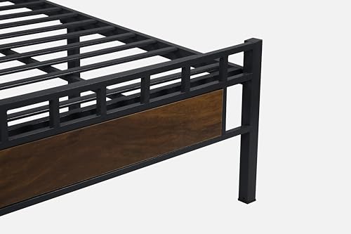 Image of Orvo Metal King Size Bed Without Storage | Wrought Iron Double Bed with Headboard & Footboard | Sturdy Powder Coated Platform Bed King Size Cot for BedroomLivingRoom Black (75x72)