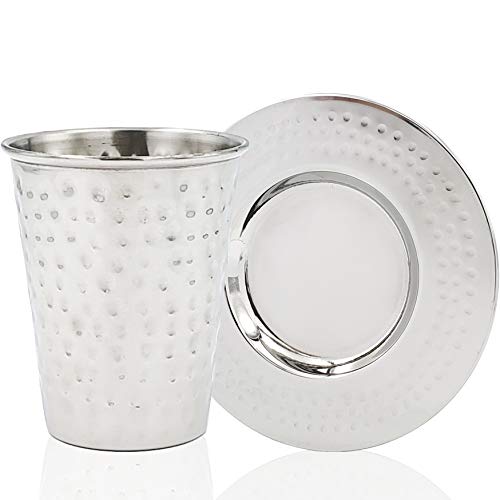 Kiddush Cup Stainless Steel with Matching Saucer, For Shabbos, Holidays, and Havdalah