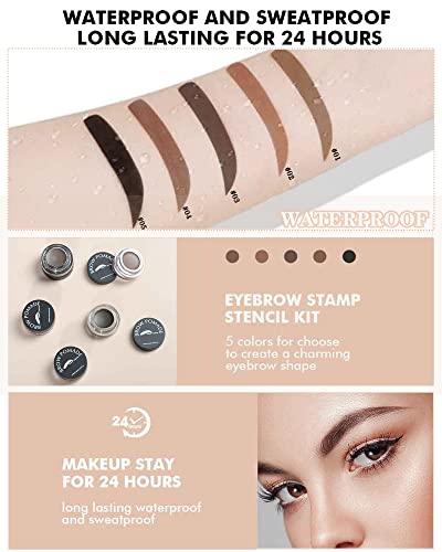 Eyebrow Stamp And Eyebrow Stencil Kit- 16In1 Waterproof Brow Cream Stamping Eyebrow Gel Shaping Set, Eyebrow Pomade Stamp Trio Kit, Mother's Day Makeup Gift For Women- Ebony #TOP6