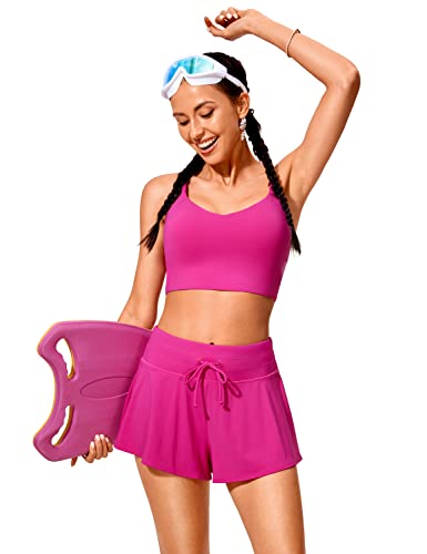 Image of CRZ YOGA Flowy Ruffle Board Shorts 2'' | Built in Brief, High Waisted, Tummy Control, Beach, Skirty Swim Skorts for Women