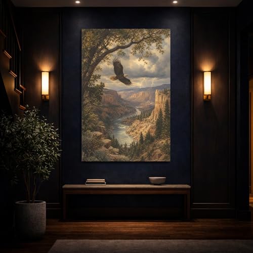 Tableau aigle vintage grand format 40x60 cm décor salon chic