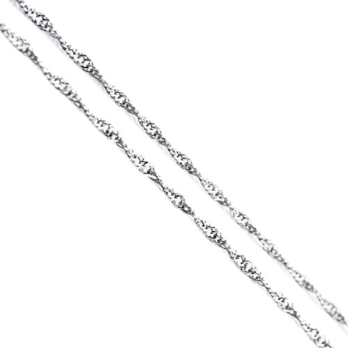 Amyrt Jewelry 2Mm Titanium Steel Silver Singapore Chain Necklaces For Women 18 Inches #TOP3