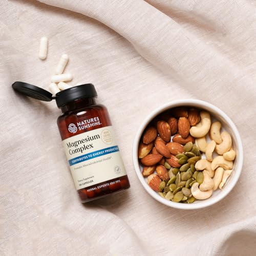 Image of Nature's Sunshine Magnesium Complex - High Potency Magnesium Supplement with Citrate & Malate for Relaxation, Optimal Absorption, Muscle Function, Energy Production - 50 Servings (100 Capsules)