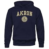 Barnesmith University of Akron Zips Hooded Sweatshirt, Heritage, Navy, Small
