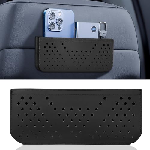Car Seat Side Pocket Organizer, Multifunctional Mini Console Storage Bag for Phone, Keys, Sunglass, Wallet, PU Leather Tray Pouch Car Organizer Accessories for Seat, Door, Window, Console (Black)