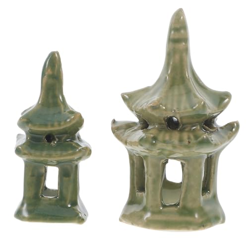 Milisten 2pezzi Miniatura Padiglione Decorativo Ceramica Di Statue Da Giardino Ornamentazione Per Acquario e Paesaggi Design Elegante Per Casa e Giardino