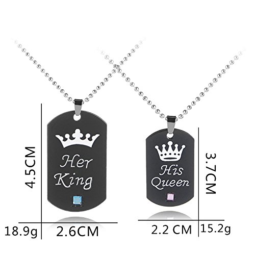Abitoncc Valentine‘s Day Gift For Lover His Queen Her King Dog Tag Stainless Steel Couple Pendant Necklace For Women Men #TOP1