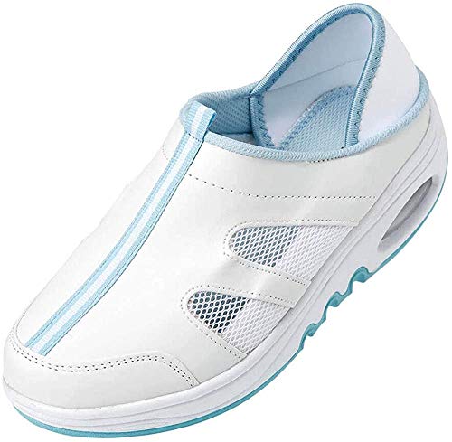 ナースリー ナースシューズ 船底エアー 湾曲形状 歩き出しスムーズ 2Way 看護 介護 レディース 22.5 サックス 1744211A
