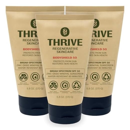 Thrive Natural Care Reef Safe Protetor solar FPS 50 - Hawaii 104 Reef Act Compliant - Protetor solar mineral não nano óxido de zinco - vegano, (164 g (pacote com 3))