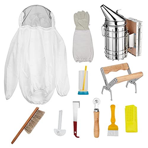 Kacsoo Imkerei-Werkzeug-Set, 11-teilig, großes Imkerei-Smoker-Werkzeug, Entdeckelungsgabel und Bürste, Deluxe-Imker… – Bild 3