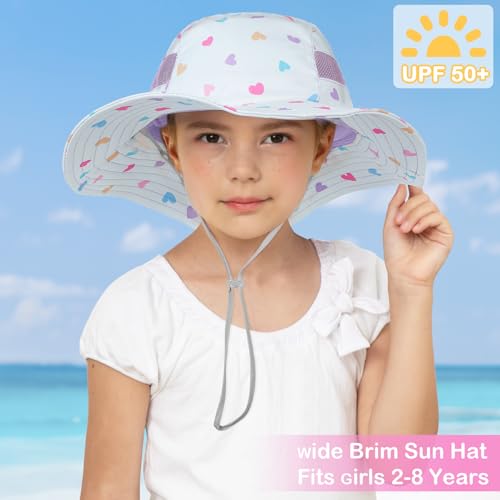 Image of Kids Sun Hat for Toddler Girls Unicorn Bucket Hats UV Protection Summer Hat for Kids Wide Brim Fishing Hat 2-8 Years