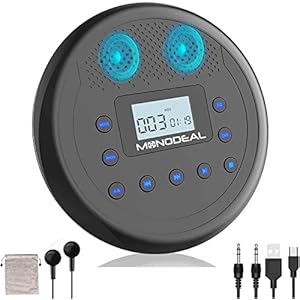CD Player Tragbar, MONODEAL Wiederaufladbarer CD-Player mit Eingebauten Lautsprechern, Discman CD Player für Kinder/Auto…