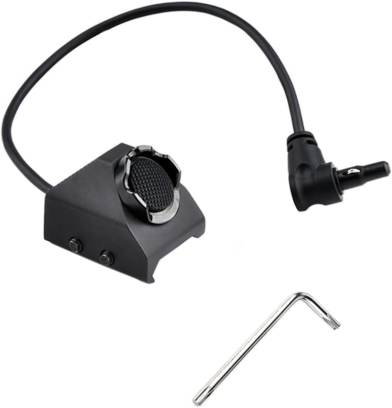 Tactical Pressure Switch with Crane Laser Plug for PEQ15/L3 Series Weapon Light and Tactical Flashlight, Aluminium Alloy Remote Pressure Switch for 20mm Picatinny Rail (Black)