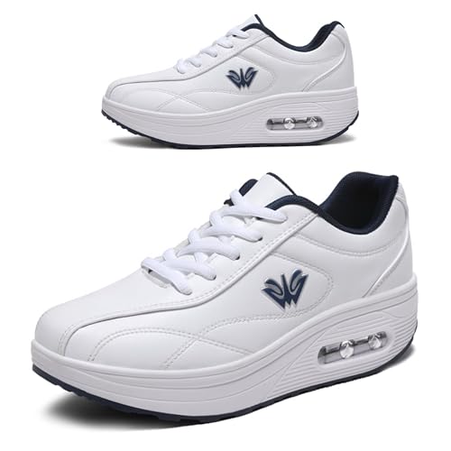Image of RUIDENG Platform Sneakers for Women Air Cushion | Walking Shoes Women Comfortable All Day | Thick Rocker Bottom
