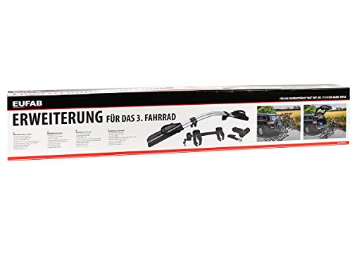 EUFAB 11511 Erweiterung JAKE Fahrradträger, für 3 Fahrrad, zu Artikel 11510, Schwarz, Silber