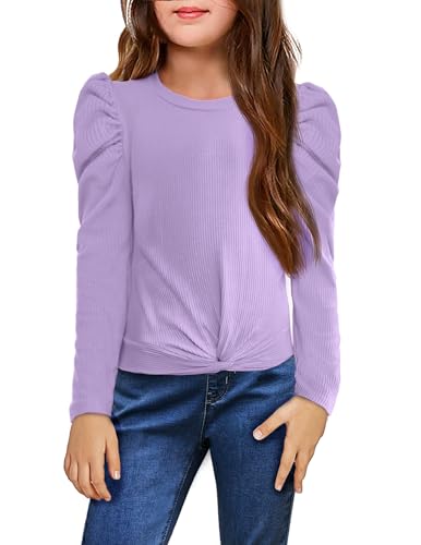 Arshiner Mädchen Langarm T-Shirt Lila Puffärmel Sweatshirt Mode Top...