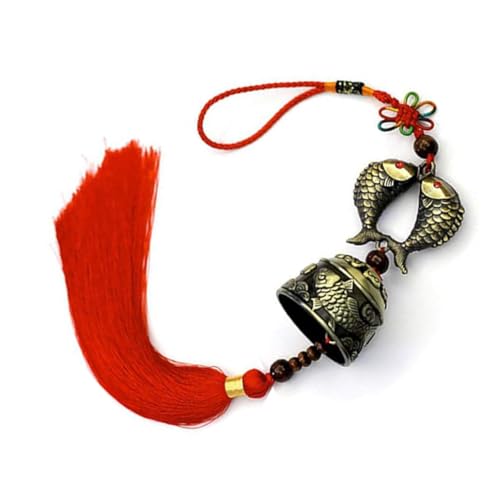 Chinese Feng Shui Bell for Wealth and Safe, Pendant Coins for Success - Also Can Used As Wind Chimes, Car Interiors (Koi)