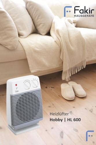 Fakir Heizlüfter Hobby HL 600- Heizlüfter für das Badezimmer, 2000 Watt mit 2 Heizstufen, Ventilatorfunktion, Tropfwasser- & Überhitzungsschutz, Drehregler & Betriebskontrollleuchte-2
