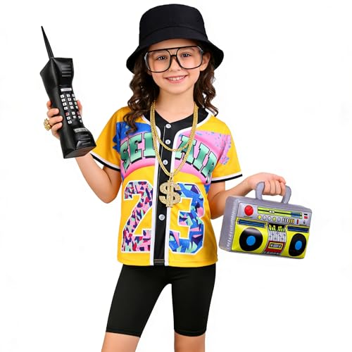 Disfraz infantil 80s 90s Hip Hop para niñas 8 piezas miniatura 4