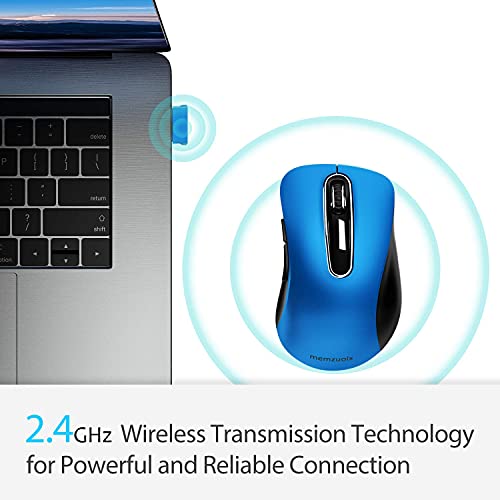 Image of memzuoix 2.4G Portable Wireless Mouse, 1400 DPI Mobile Optical Cordless Mice with USB Receiver for Computer, Laptop, PC, Desktop, MacBook, 5 Buttons, Blue