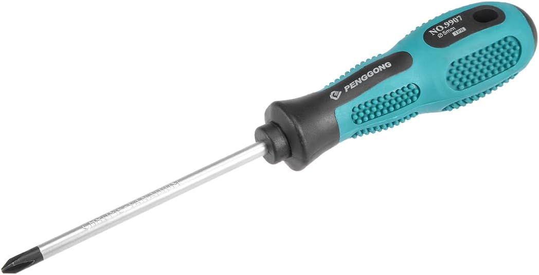 4-Inch Chrome-Vanadium Steel Cross Screwdriver With a Round Shaft and Anti-Slip Comfortable Handle