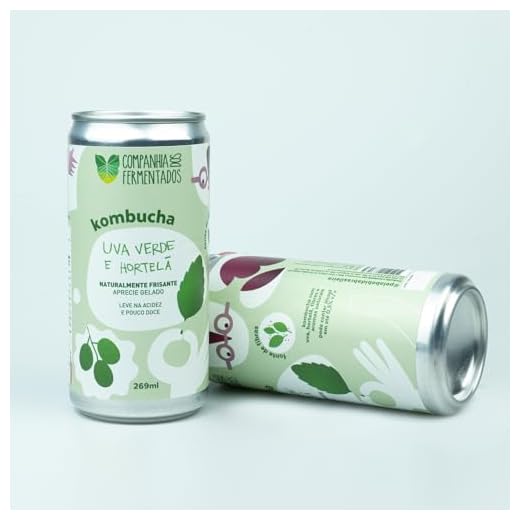 Kombucha de uva verde com hortelã; gaseificação natural/lata 269ml