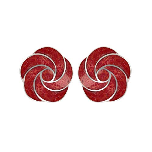 Argent 925 & corail rouge boucles d'oreilles Magnolia pour révéler votre éclat naturel