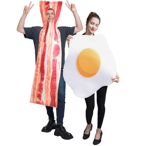 Bacon and Fried Egg Couples Costume Set, Adult Halloween Food Costumes