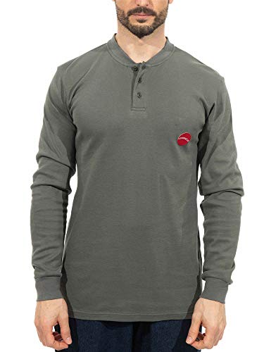 KONRECO FR Shirts Big&Tall Flame Resistant FR Cotton 7oz Gray Henley T-Shirt
