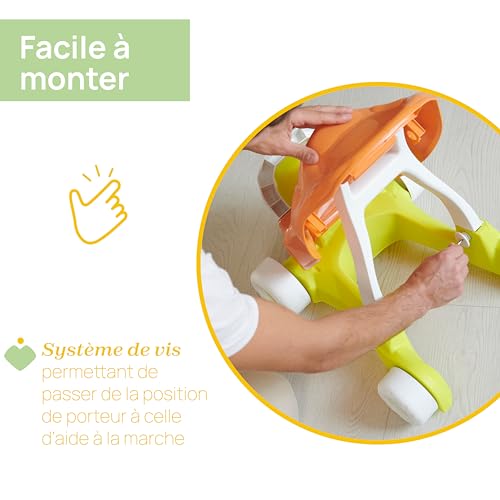 Chicco Tortue Aide à la Marche 2en1 Eco + Trotteur et Porteur Idéal pour Apprendre à Marcher Fait en Plastique Recyclé Fabriqué en Italie Idée Cadeau Trotteurs et Porteurs pour Bébés 9 - vue 6