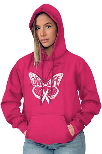Classic Teaze Love Life Butterfly Breast Cancer Hoodie Sweatshirt Women Heliconia #TOP4