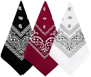 Bycc Bynn 3 Pack 100% Cotton Paisley Pattern Bandanas Face Mask S...