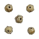 opaque picto Lampwork Perles de verre 12 mm Beige (PK5)
