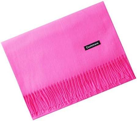 Fashion Unisex Warm Super Soft Solid Pashmina Wrap Shawl Scarves for Women Men Ladies Lovers Wool Cashmere Fringed Long Winter Autumn Scarf Gifts