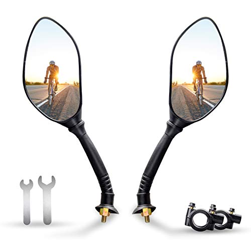 ANVAVA Bike Mirror, Bike Rear View Mirror, Bike Mirror Handlebar Mount, Wide Angle Rear View Shockproof Convex Mirror Universal for Most Bicycle-Glass Lens, HD, Anti-Shake - 1 Pair