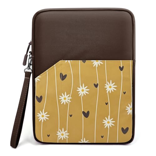 Image of MOCA Universal 7-8 Inch Tablet Sleeve Case, Polyester Protective Cover with Zipper and Wrist Strap, Compatible with Kindle, iPad mini, Samsung, Lenovo Tablets (Daisy Vine, 7-8 inch)