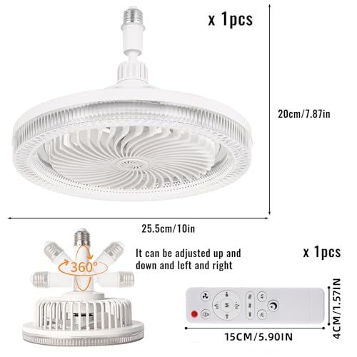 E27 plafonnier LED ventilateur de plafond télécommandé 3 vitesses - 6