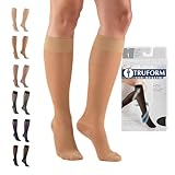 Truform Sheer Compression Stockings, 8-15 mmHg, Women's Knee High Length, 20 Denier, Beige, Small