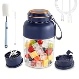 38-Blades Wireless Juicer Cup - 180W Portable Juicer blender Cup, Large Capacity Electric Fruit Juicers with 28/45 Oz Cup, Direct-Drink Lid and Wrist Cord (Blue-28oz)