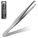 Solingen Germany Slant Tip Stainless Steel Eyebrow & Facial Hair Hand-Filed Made in Germany (Nickel)