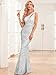YHHOWEP Women Sequin Long Dress One Shoulder Sparkle Bodycon Glitter Evening Wedding Guest Formal Party Maxi Dresses Ball Gown Silver M