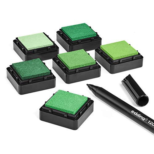 KATINGA Stempelkissen (6er Set) mit Stift für Fingerabdrücke, zum Basteln und zum kreativen Gestalten (6er GRÜN) KATINGA Stempelkissen (6er Set) mit Stift für Fingerabdrücke, zum Basteln und zum kreativen Gestalten (6er GRÜN)