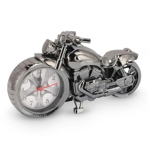 Jwthee Retro Motorcycle Alarm Clock, Vintage Desk Motorcycle