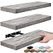 Sorbus Floating Shelf Set - Rustic Wood Hanging Rectangle Wall Shelves - Perfect for Home Décor, Trophy Display, Photo Frames, and More (3-Pack, Grey)