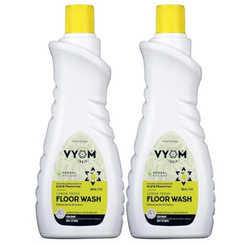 Image of Vyom India Floor Cleaning Liquid - 500ml pack of 2 | Safe for Infants, Kid & Pet | Plant-Based, Eco-Friendly Natural Disinfectant - Lemongrass & Cedarwood, Phenyl & Acid Free | Ideal For Marbels, Tile