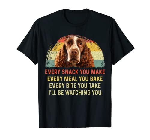 Every Snack You Make English Springer Spaniel Mom Dad Retro T-Shirt